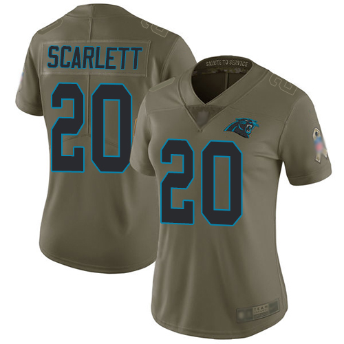 Carolina Panthers Limited Olive Women Jordan Scarlett Jersey NFL Football #20 2017 Salute to Service->carolina panthers->NFL Jersey